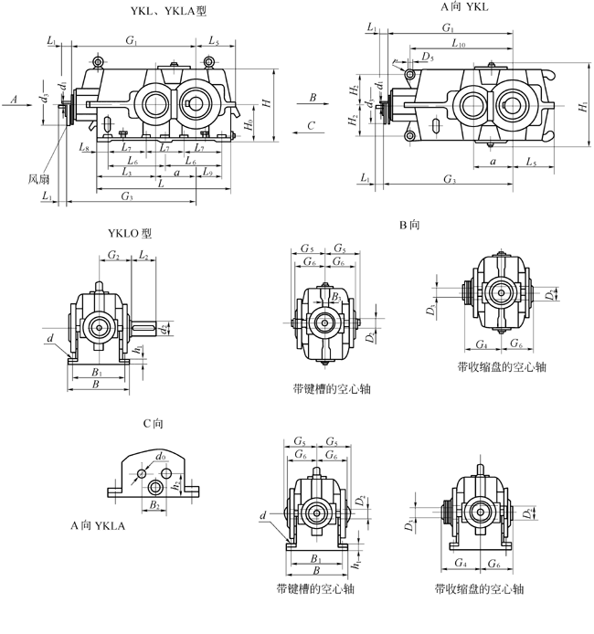 YKLO|YKLA|YKL减速机装配图
